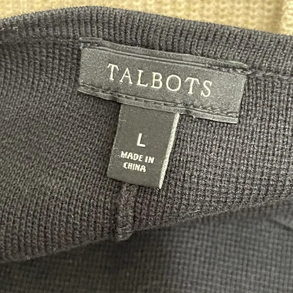 Talbots Embroidered Eyelet Bottom Shift Dress Size Large Black Short Sleeve Midi - Picture 6 of 9